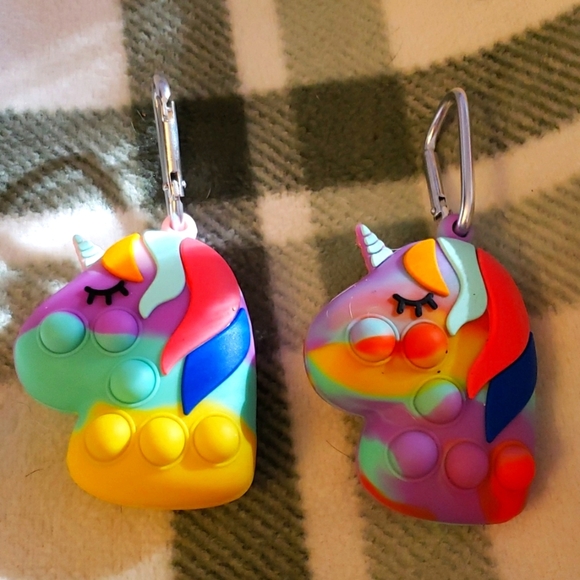 Pop Fidget Tie-dye Silicone Sensory Stress Relief Keychain Set of 2 - Picture 1 of 4